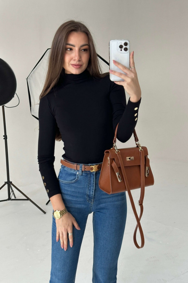 Gładki półgolf czarny