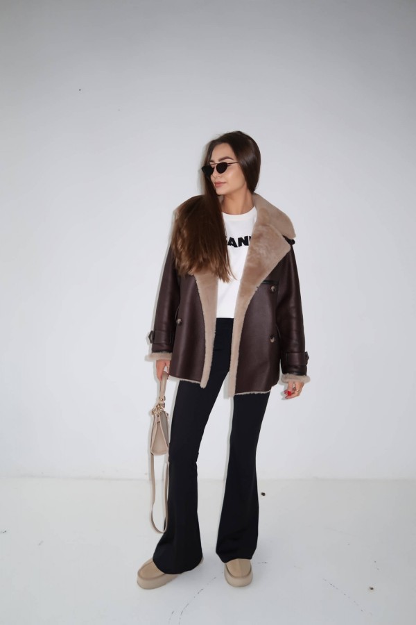 Kożuch Toro krótki brązowy