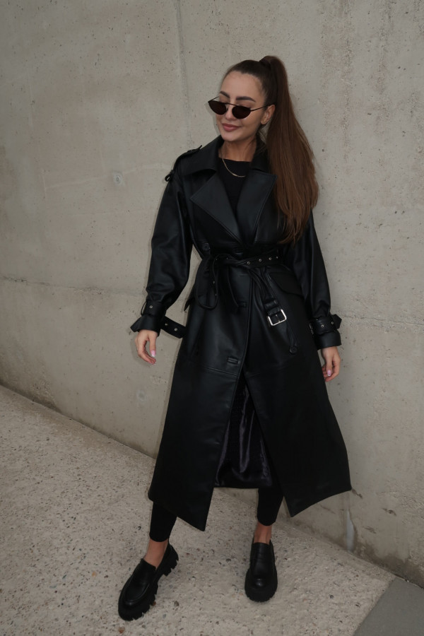 Płaszcz skórzany Toro czarny