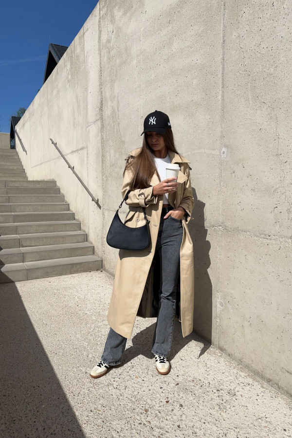 Płaszcz skórzany Toro beżowy