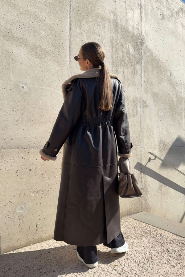 Kożuch Toro maxi&oversize brązowy