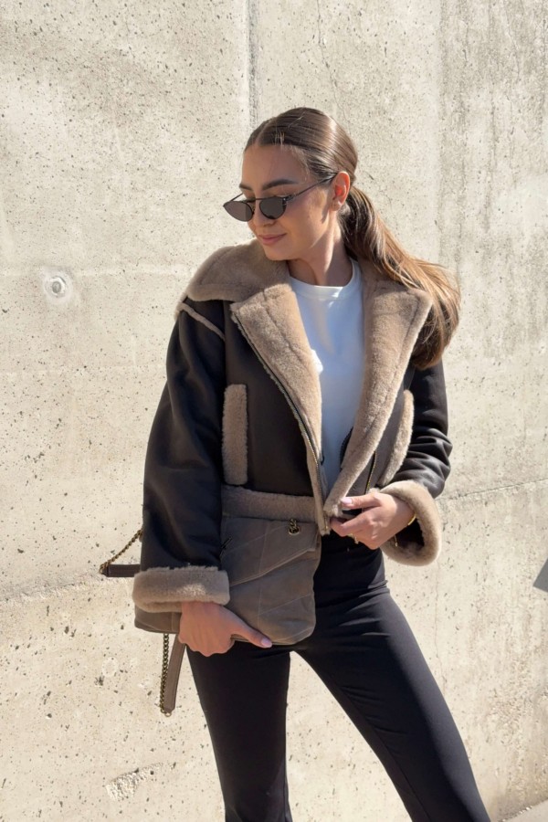 Kożuch Tonny krótki brązowy