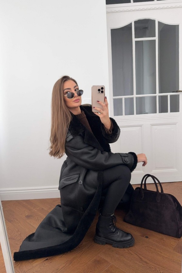 Kożuch Toro maxi&oversize czarny