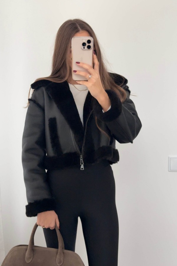 Kożuch Tonny krótki czarny