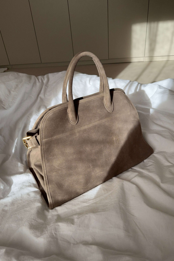 Skórzana torebka zamszowa ROW PREMIUM taupe