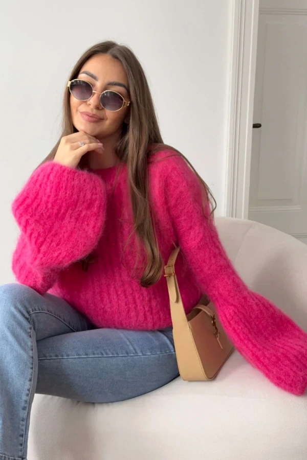 Sweterek 81% superkid mohair Yarn fuksja