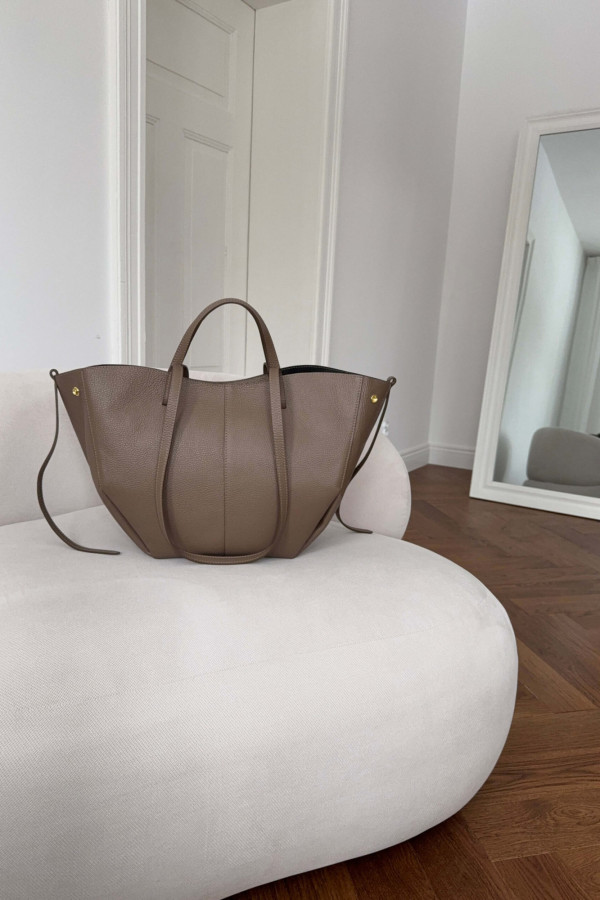 Skórzana torebka Poli maxi taupe