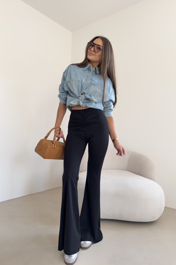 Spodnie z modelującym marszczeniem Lara czarne