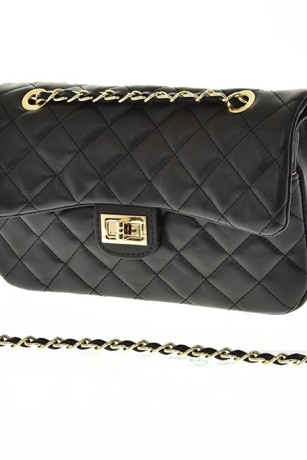 Torebka Chanelka ze skóry naturalnej czarna