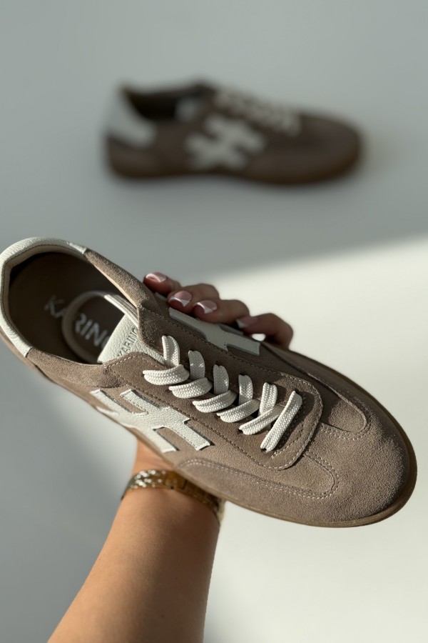 Lekkie sneakersy skórzane mokka