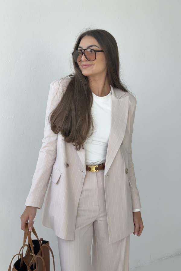 Marynarka w prążek Elida beżowa