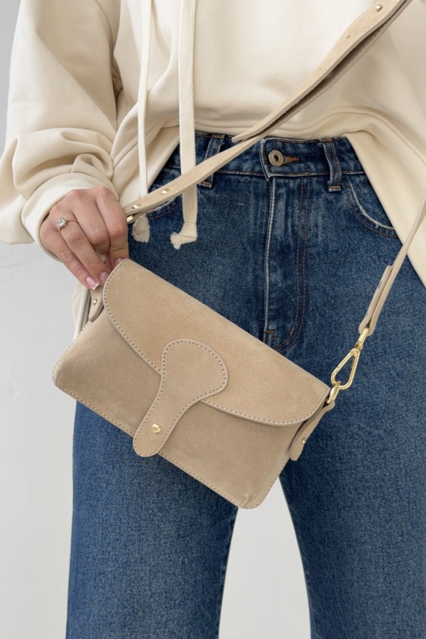 Torebka zamszowa VERA PELLE beżowa