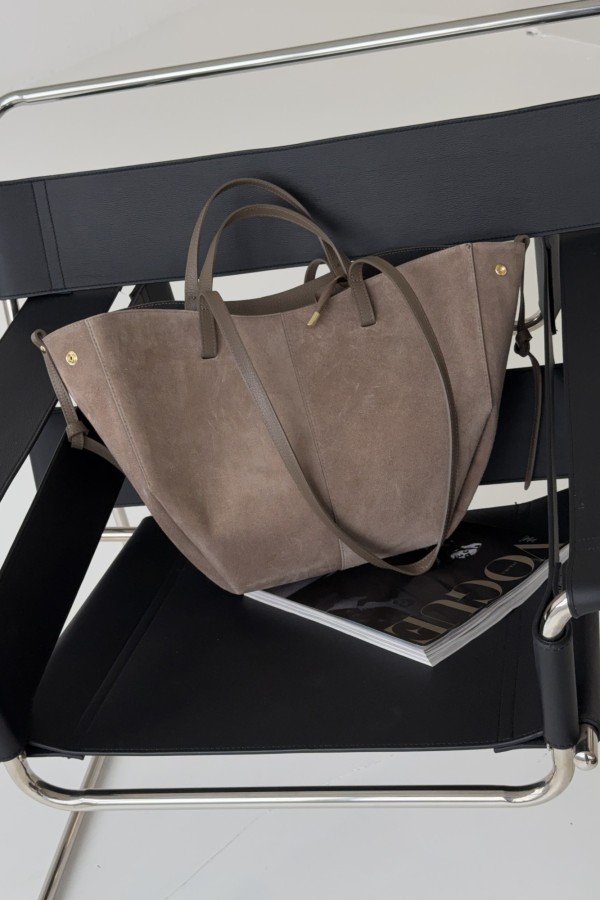 Skórzana torebka zamszowa Poli maxi fango