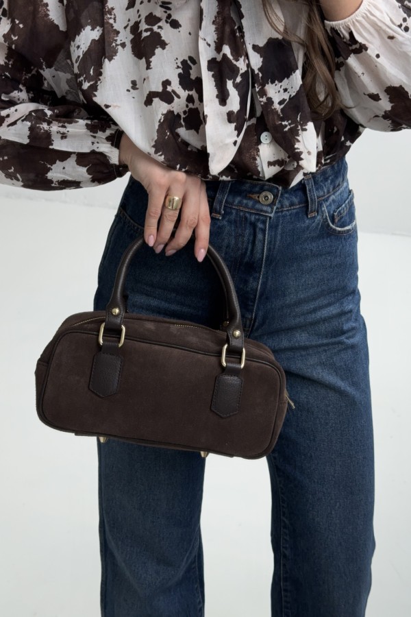 Skórzana torebka MIU zamszowa czekolada