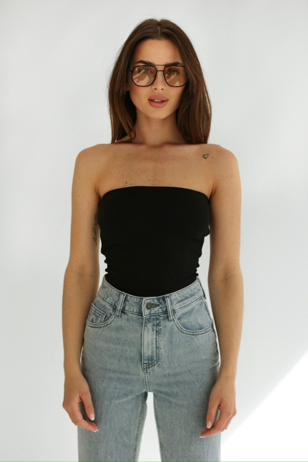 Krótki top tuba z bawełny czarny