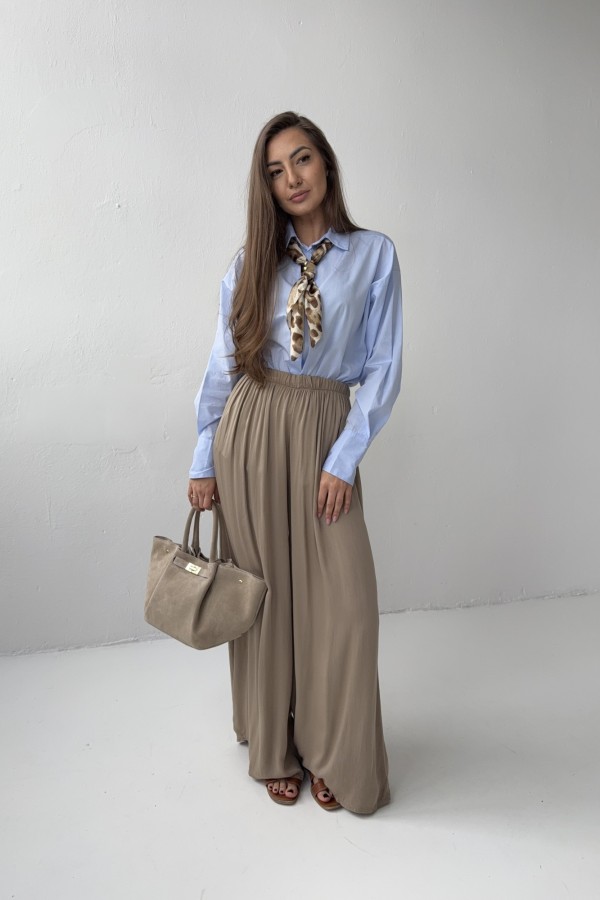 Spodnie damskie Elis dłuższa wersja z wiskozy prosta nogawka ciepłe fango