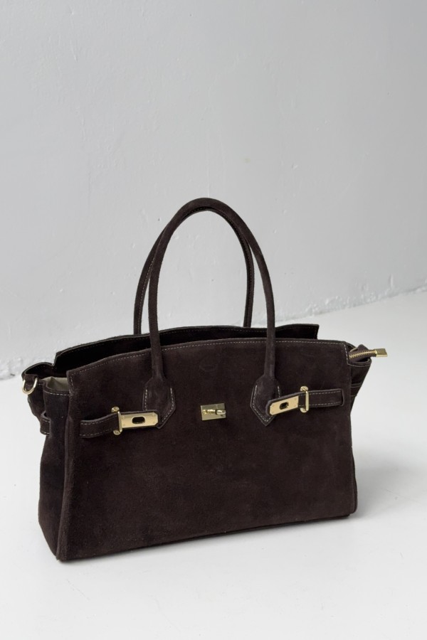 Torebka Holly zamszowa gorzka czekolada