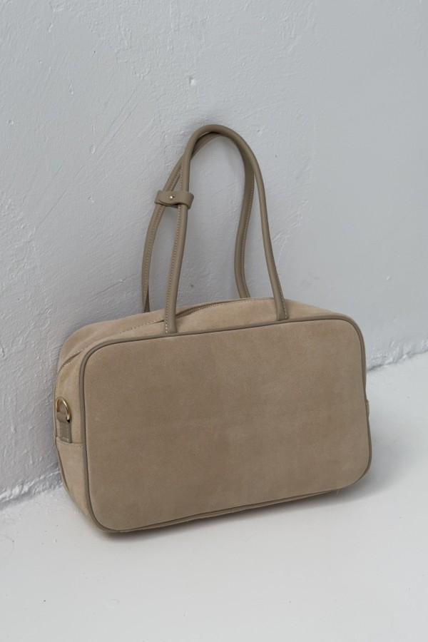 Torebka Zimme ze skóry naturalnej zamszowej beżowa