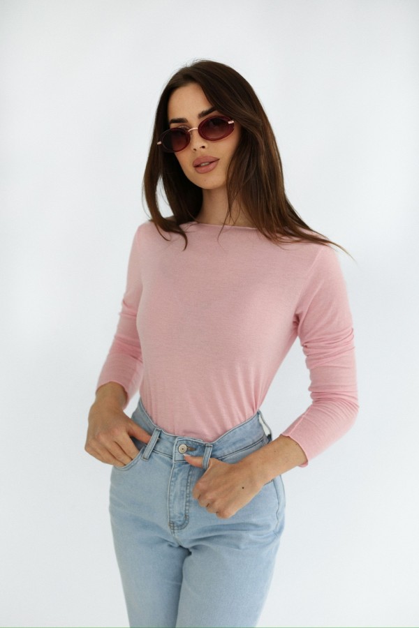 Bluzeczka z wiskozy i kaszmiru różowa