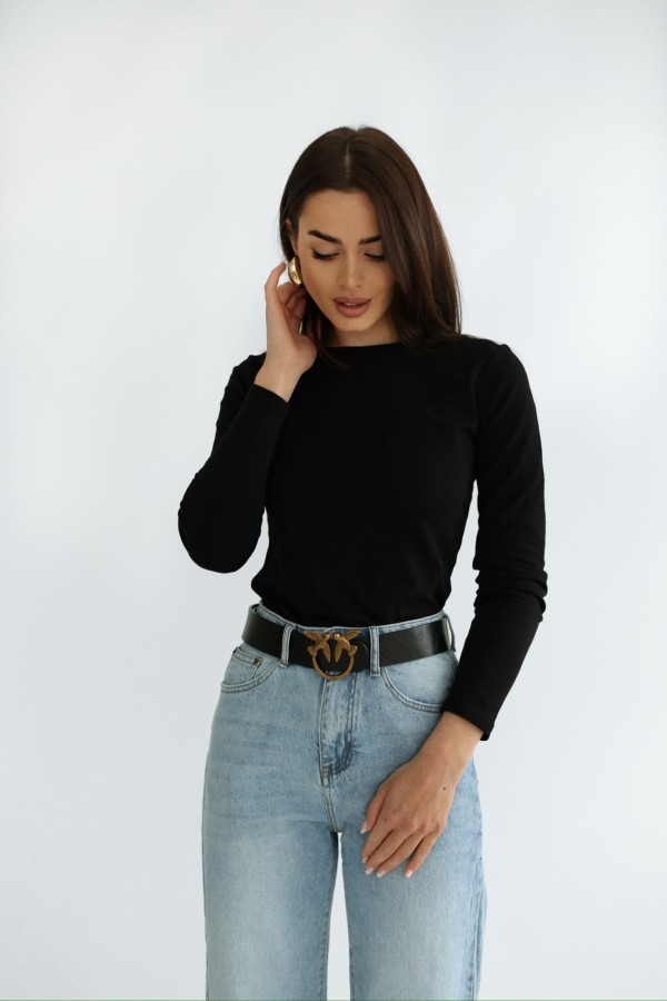 Bluzka basic na długi rękaw Irmin czarna