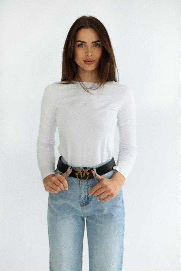 Bluzka basic na długi rękaw Irmin biała