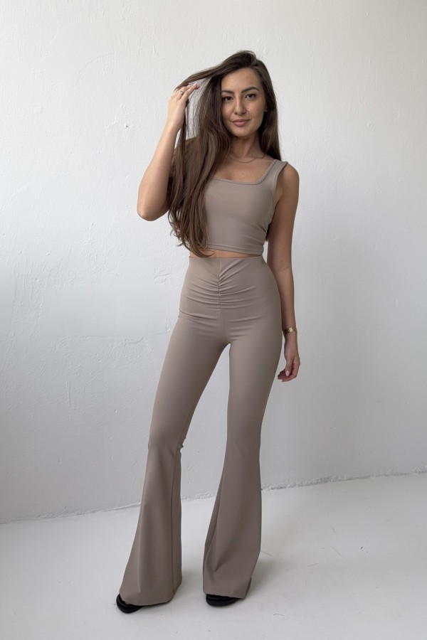 Spodnie Lara prążek fango