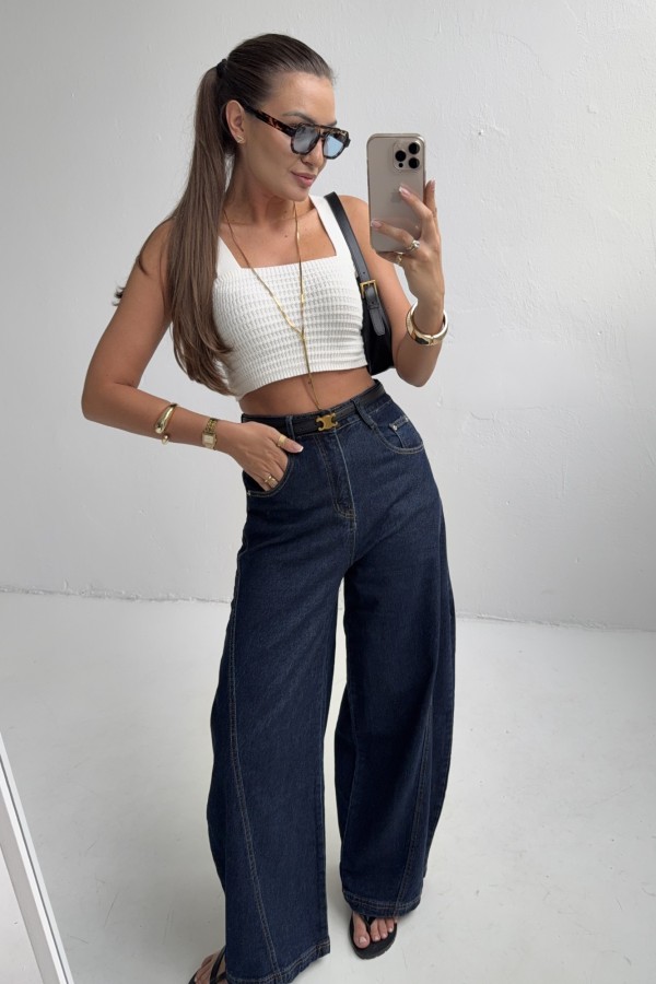 Jeansy banana leg Vini granatowe