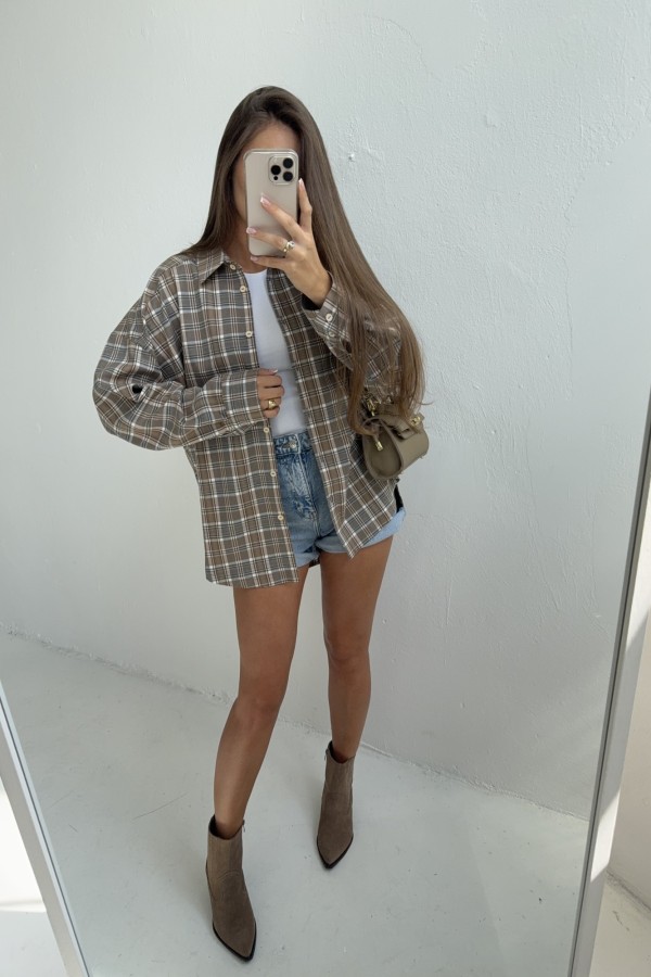 Koszula Lea w kratę beżowa