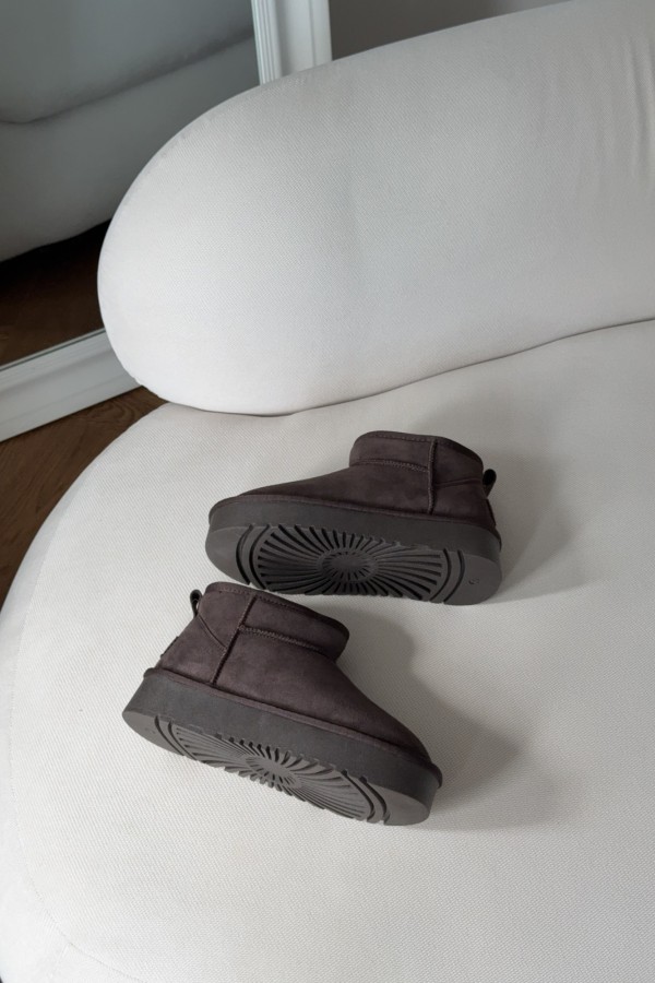 Skórzane buty Emu na platformie czekoladowe