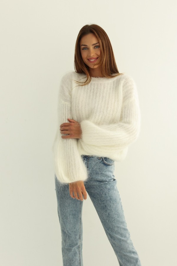 Sweter 81% kid mohair Audrey ecru