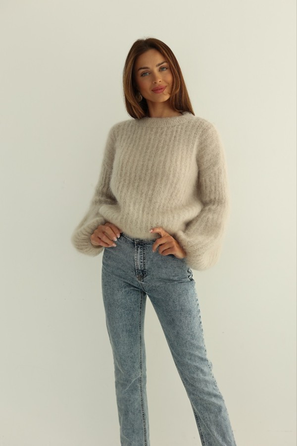 Sweter 81% kid mohair Audrey jasnobeżowy