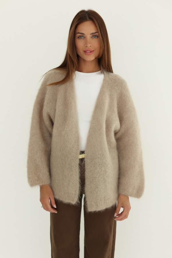 Kardigan 81% kid moher Dally beżowy