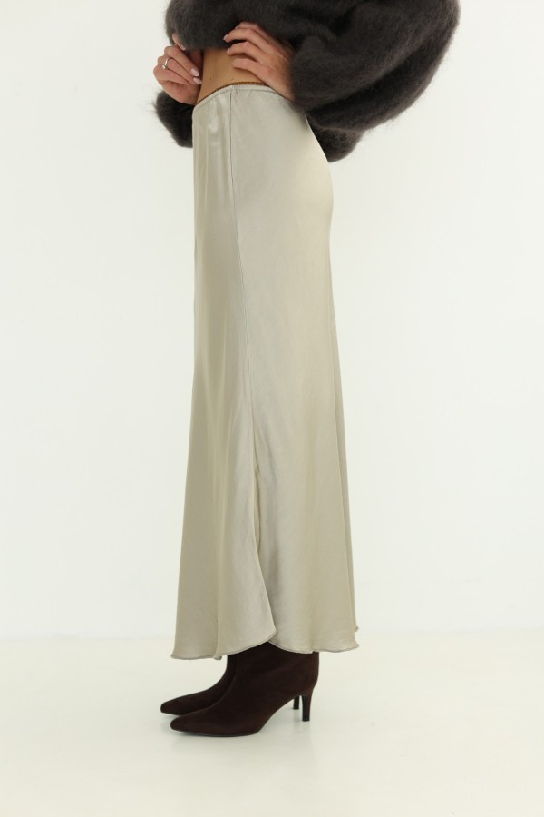 Spódnica satynowa 100% wiskoza taupe