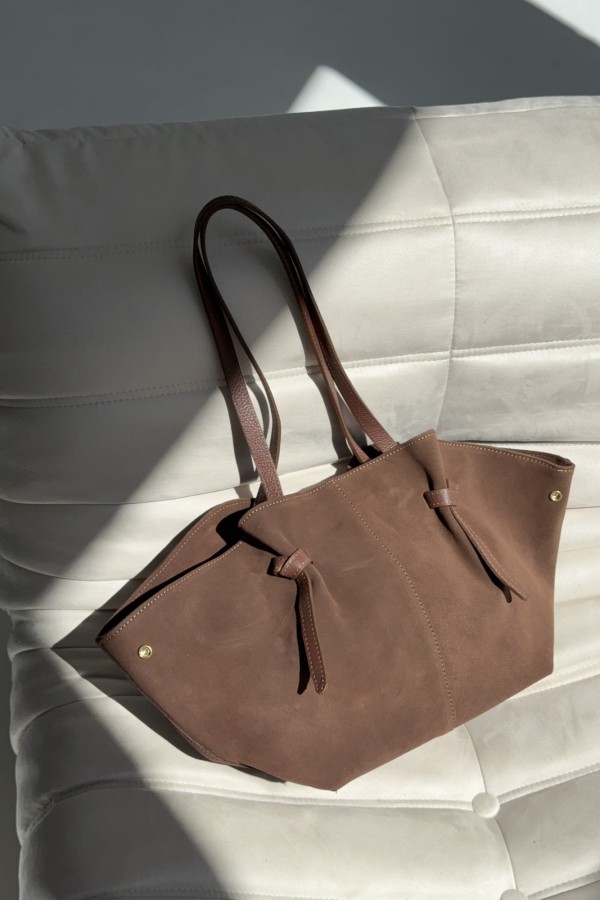 Torebka zamszowa Walencja koniakowa