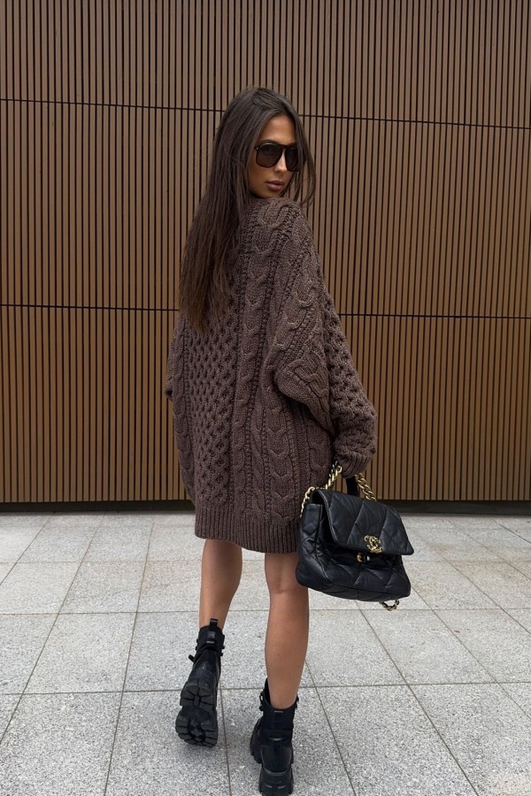 Sweter premium z wełna i alpaka mleczna czekolada