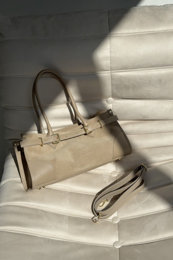 Torebka skórzana zamszowa Isabell beżowa