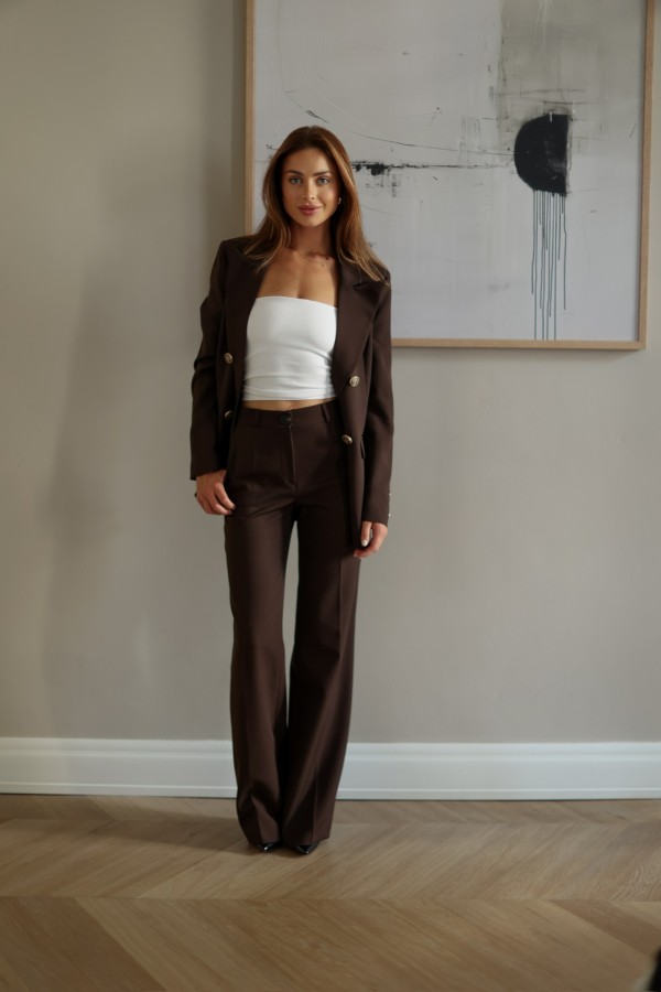 Spodnie z prostą nogawką Ethan maxi czekoladowe