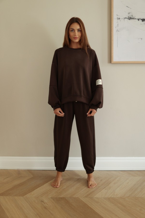 Komplet dresowy z wiskozą czekoladowy