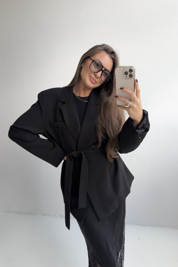 Marynarka Bria wiskozowa z wiązaniem czarna