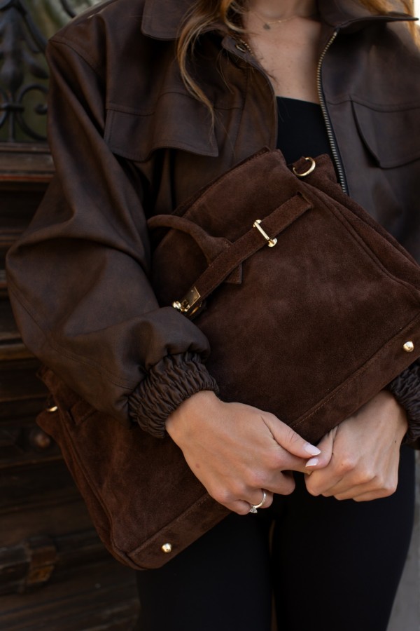 Torebka zamszowa Holly mleczna czekolada