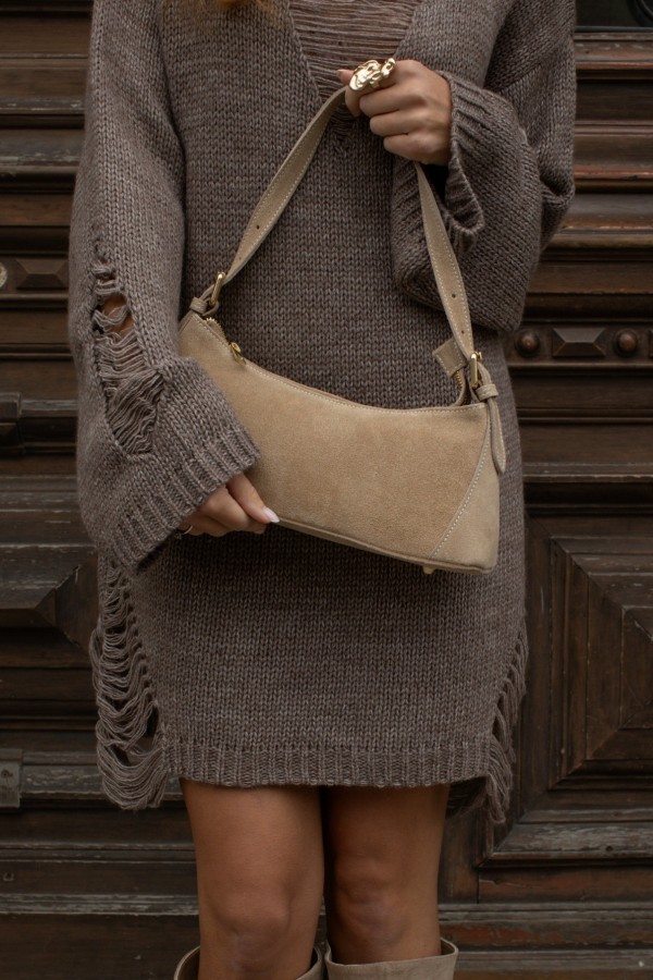 Torebka skórzana zamszowa Emma beżowa