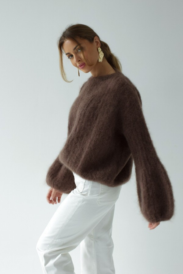 Sweter 81% kid mohair Audrey czekoladowy
