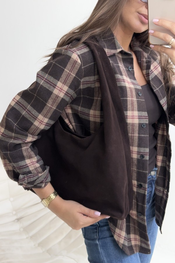 Torebka skórzana zamszowa Alice czekoladowa