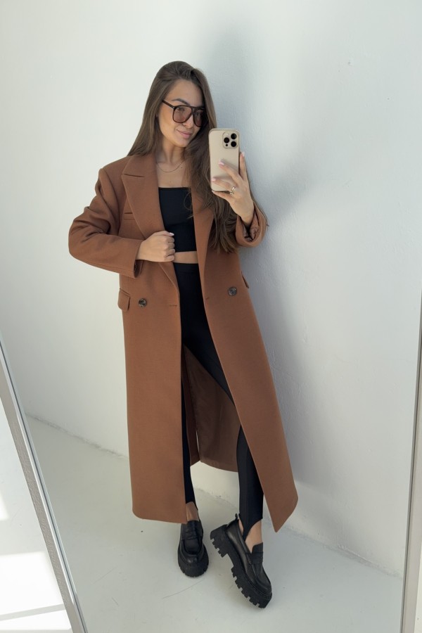 Płaszcz wełniany Eva camelowy