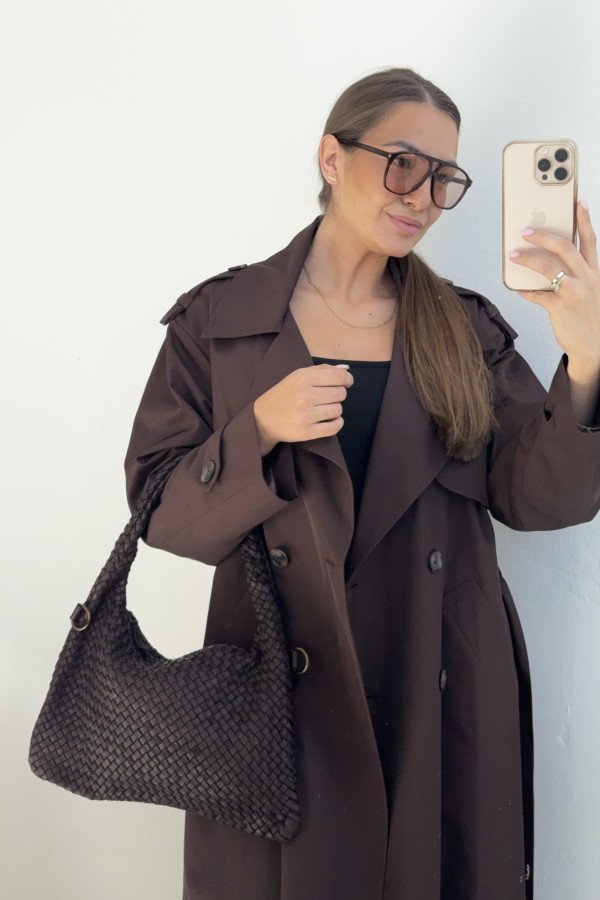 Torebka pleciona skórzana Vintage maxi Rosie czekoladowa