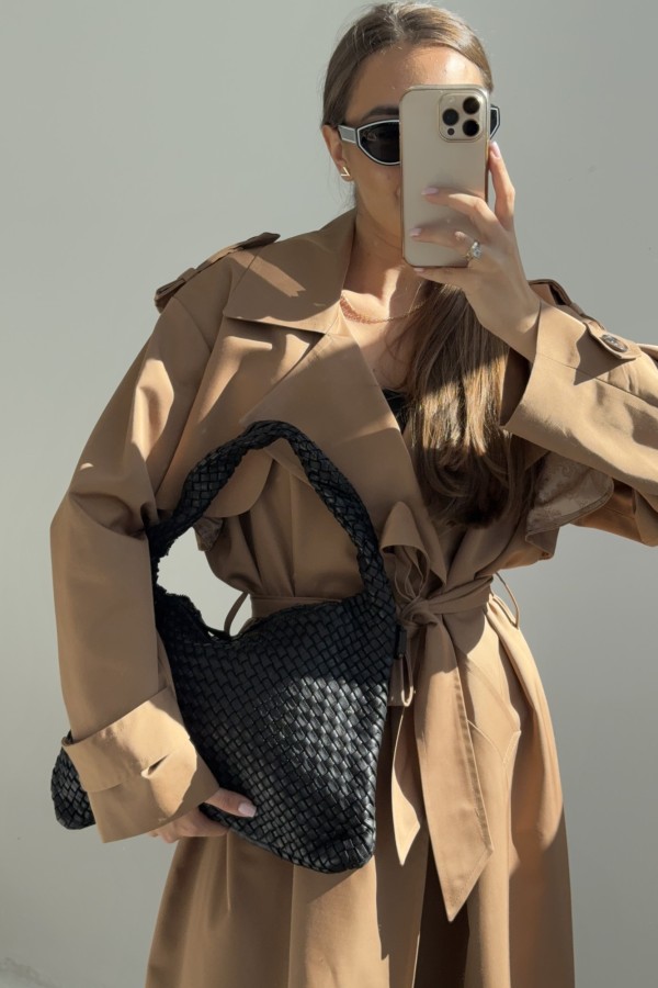 Torebka pleciona skórzana Vintage maxi Rosie czarna