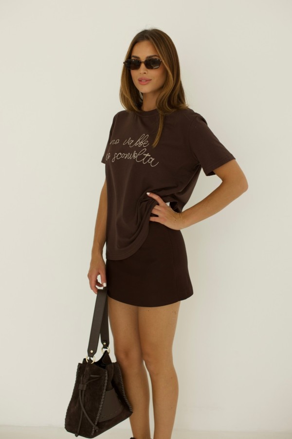 T-shirt Moorelle czekoladowy