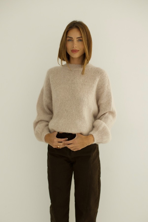 Sweter Lisa 40% kid moher beżowy