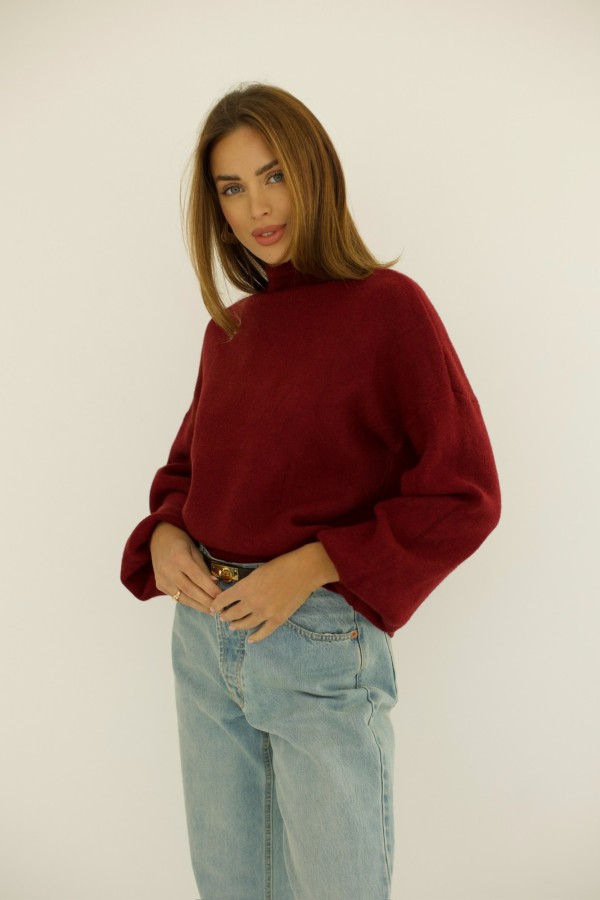 Sweter półgolf wiskozowy Bambi bordo