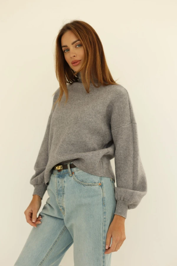 Sweter półgolf wiskozowy Bambi szary